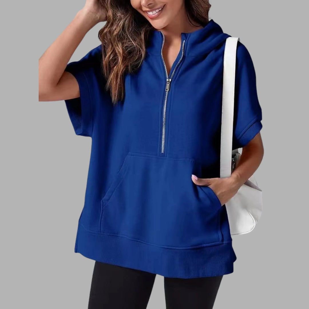 EMERLINDA™ – Relaxed Oversized Half-Zip Summer Hoodie - MABEL LONDON