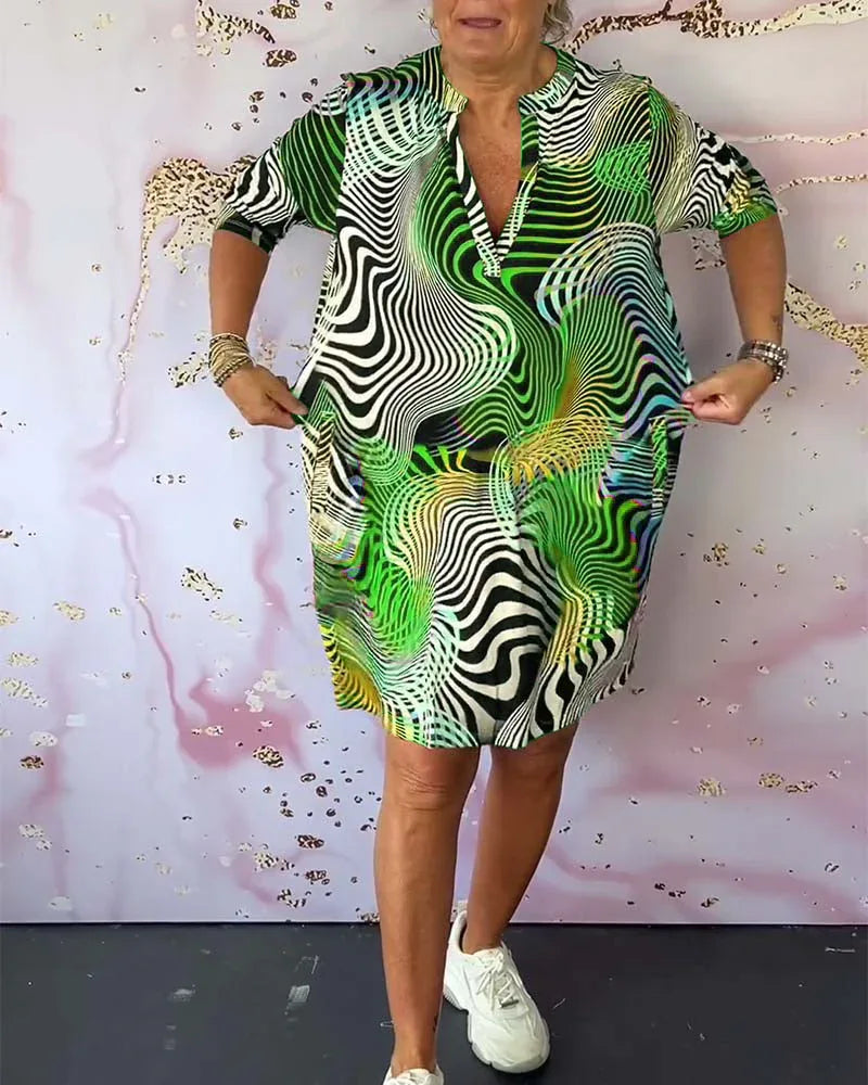 MARI™ - Colorful V-Neck Dress - MABEL LONDON