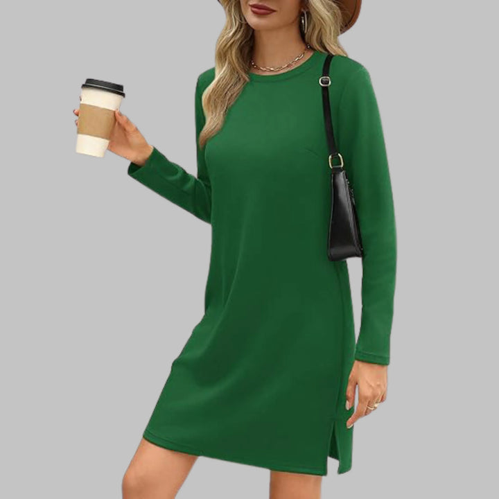 TATLO™ - Casual Long Sleeve Round Neck Mini Dress - MABEL LONDON