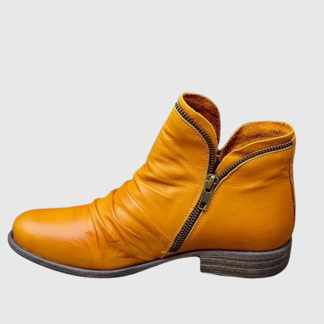 Lunara | Chic Side-Zip Leather Ankle Boots - MABEL LONDON