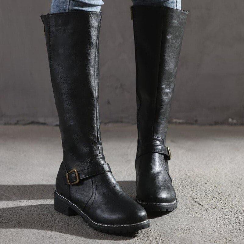 GEORGINA | CLASSIC BUCKLE KNEE-HIGH BOOTS FOR WOMEN - MABEL LONDON