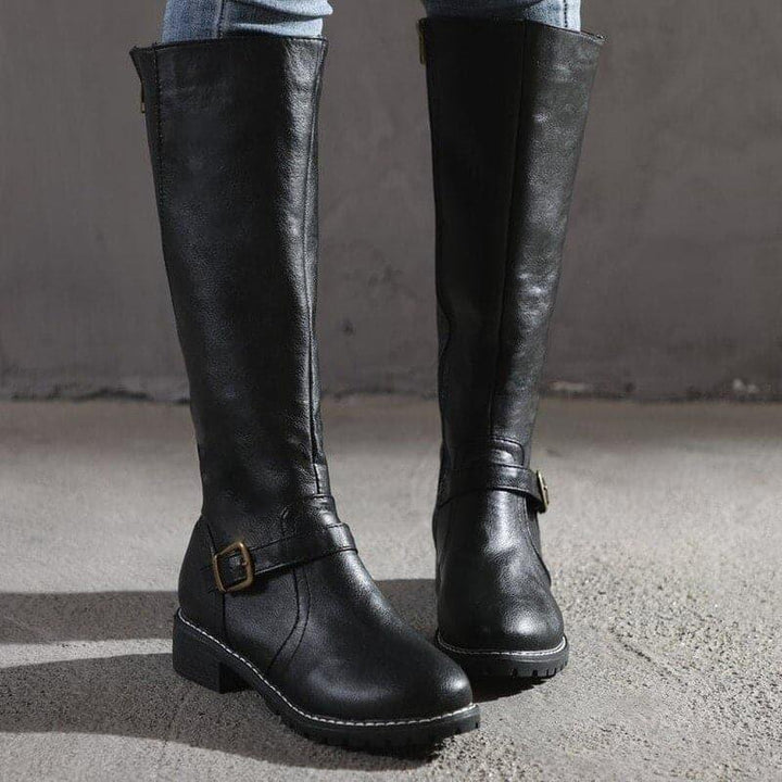 GEORGINA | CLASSIC BUCKLE KNEE-HIGH BOOTS FOR WOMEN - MABEL LONDON