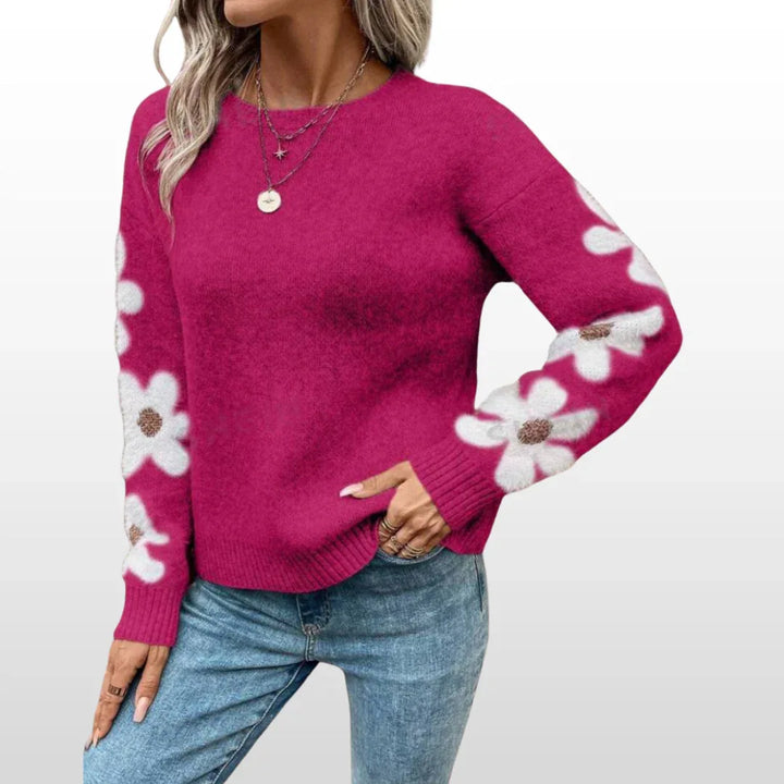 ZOEY™ - Round Neck Floral Pattern Sweater for Fall/Winter - MABEL LONDON