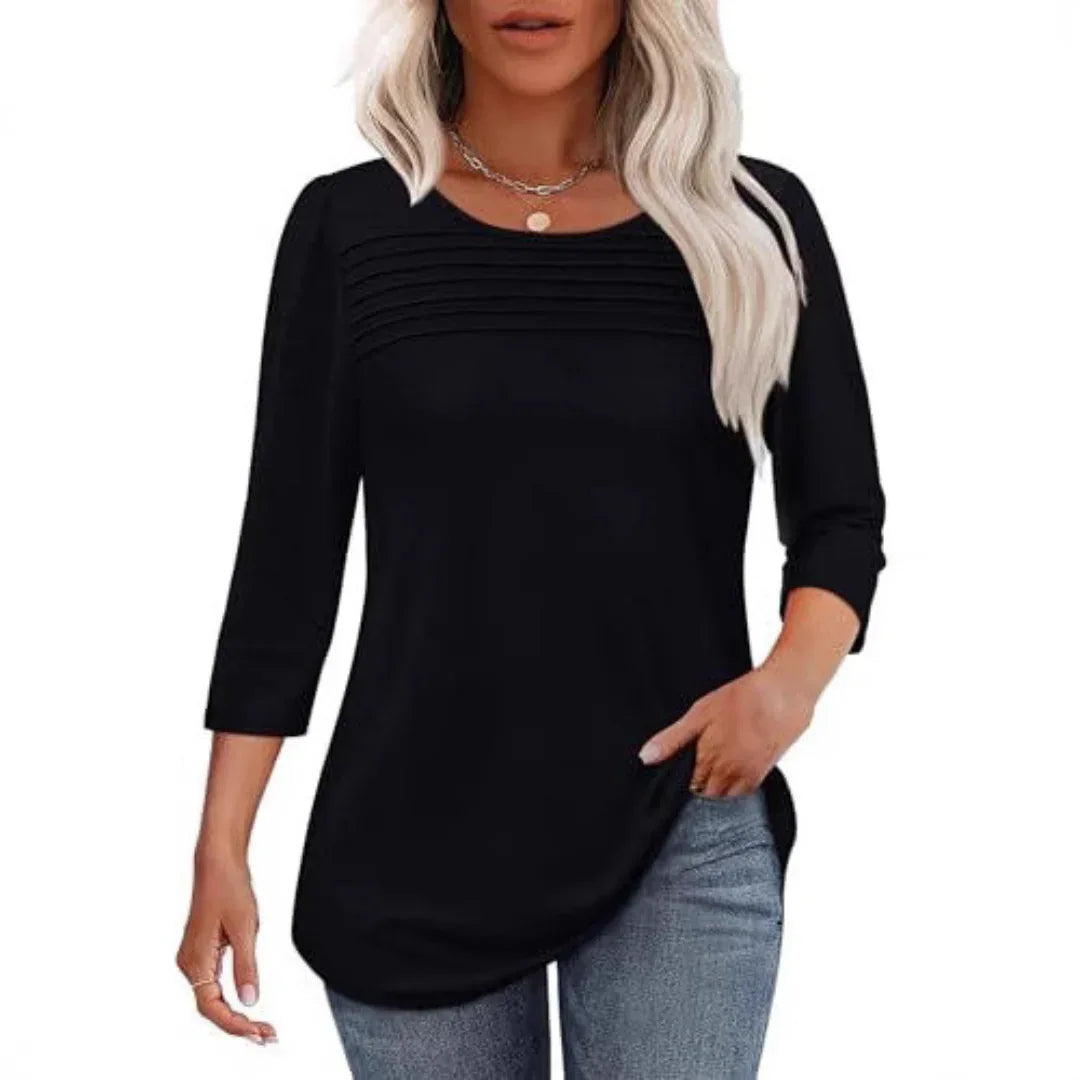 TESSARA™ – Casual Pleated Front Spring Top - MABEL LONDON