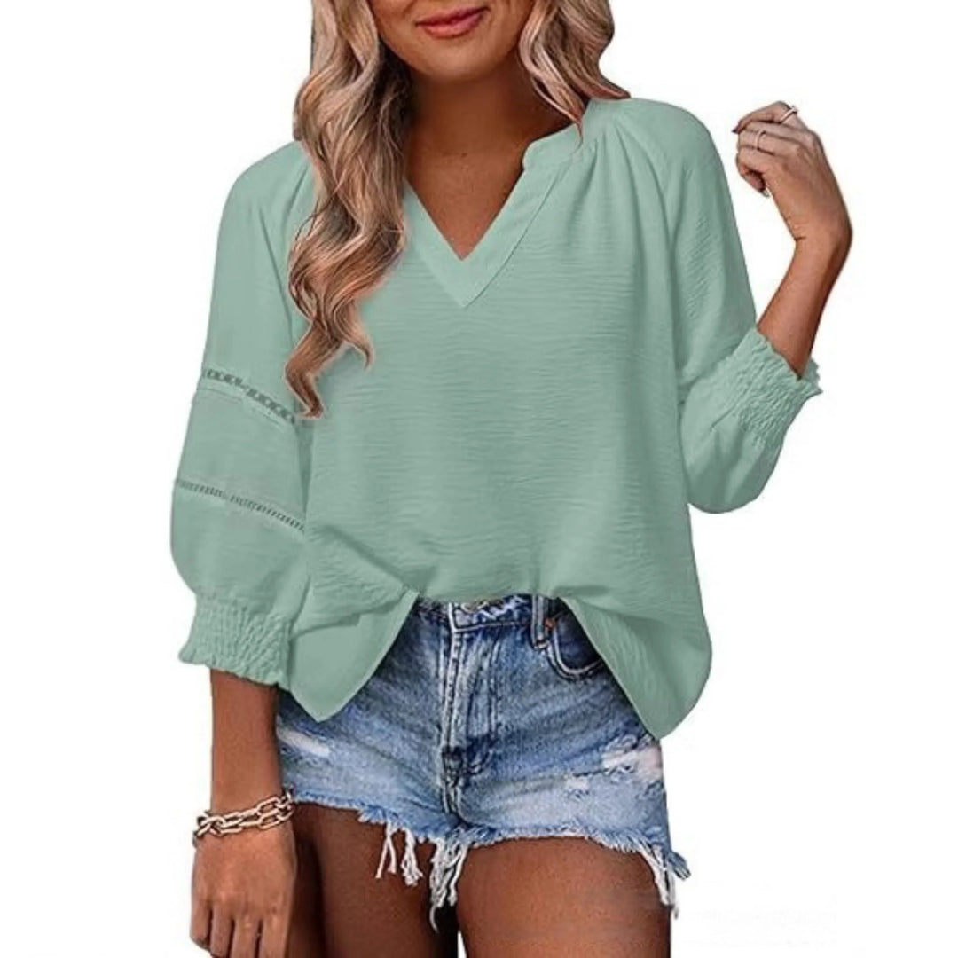 GIANNA™ - Casual Elegant Lantern Sleeve Summer Blouse - MABEL LONDON