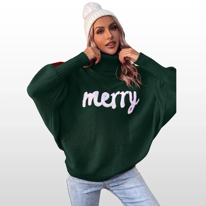 EMMIE™ - Loose-Fit Knit Sweater with Batwing Sleeves - MABEL LONDON