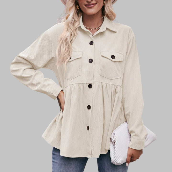 MARISA™ - Vintage Button Front Long Sleeve Collared Top - MABEL LONDON