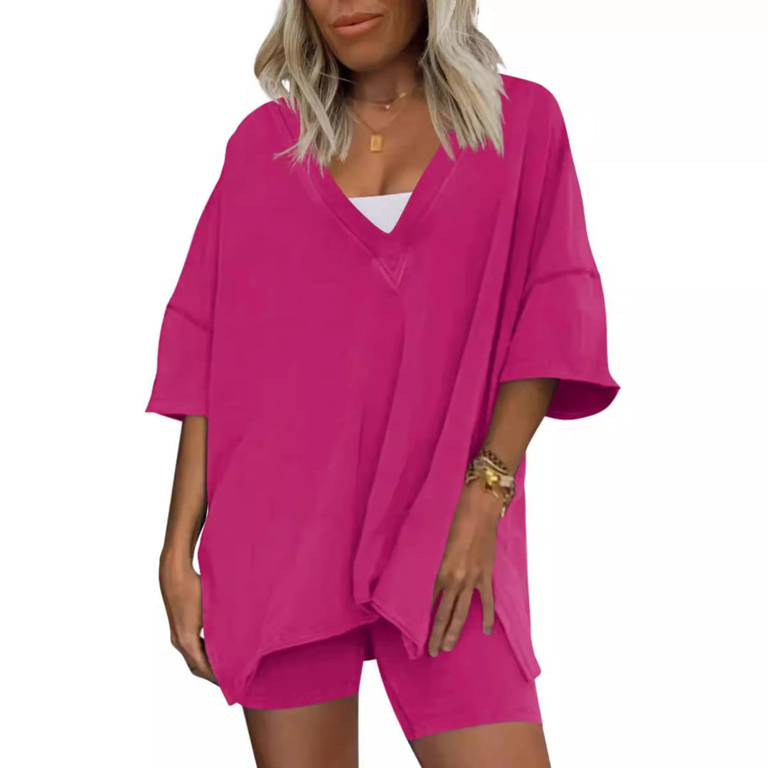 RAMLYN™ – Casual Oversized V-Neck and Short Set - MABEL LONDON