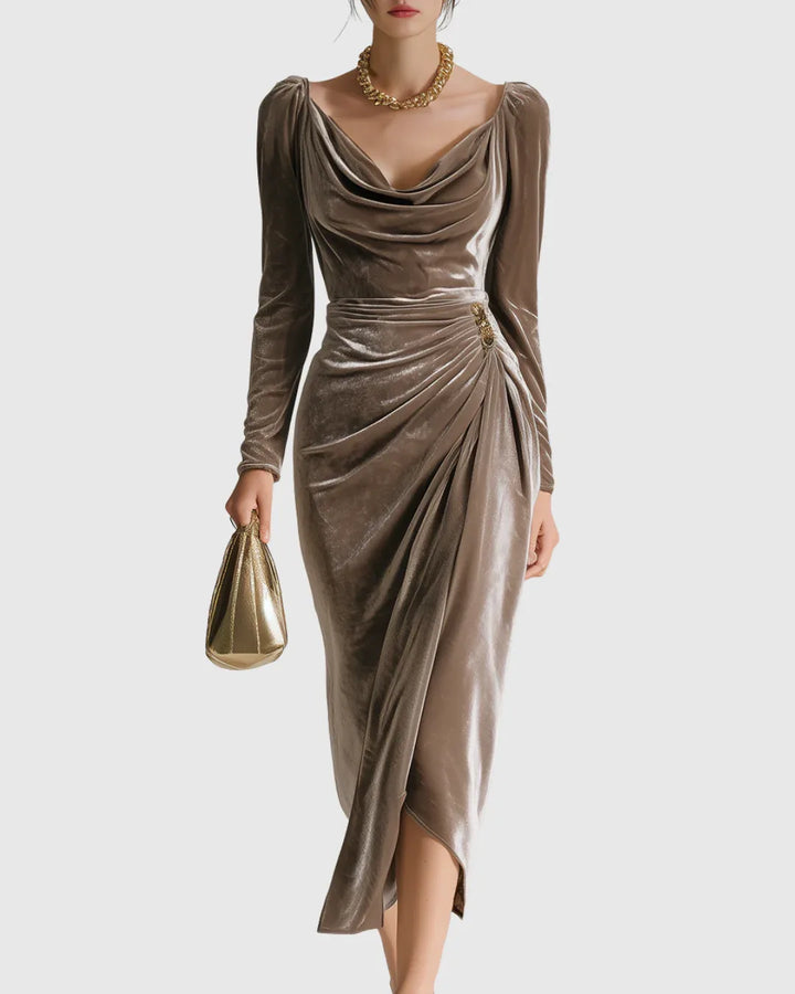 Eadoline | Elegant Pleated Midi Dress - MABEL LONDON