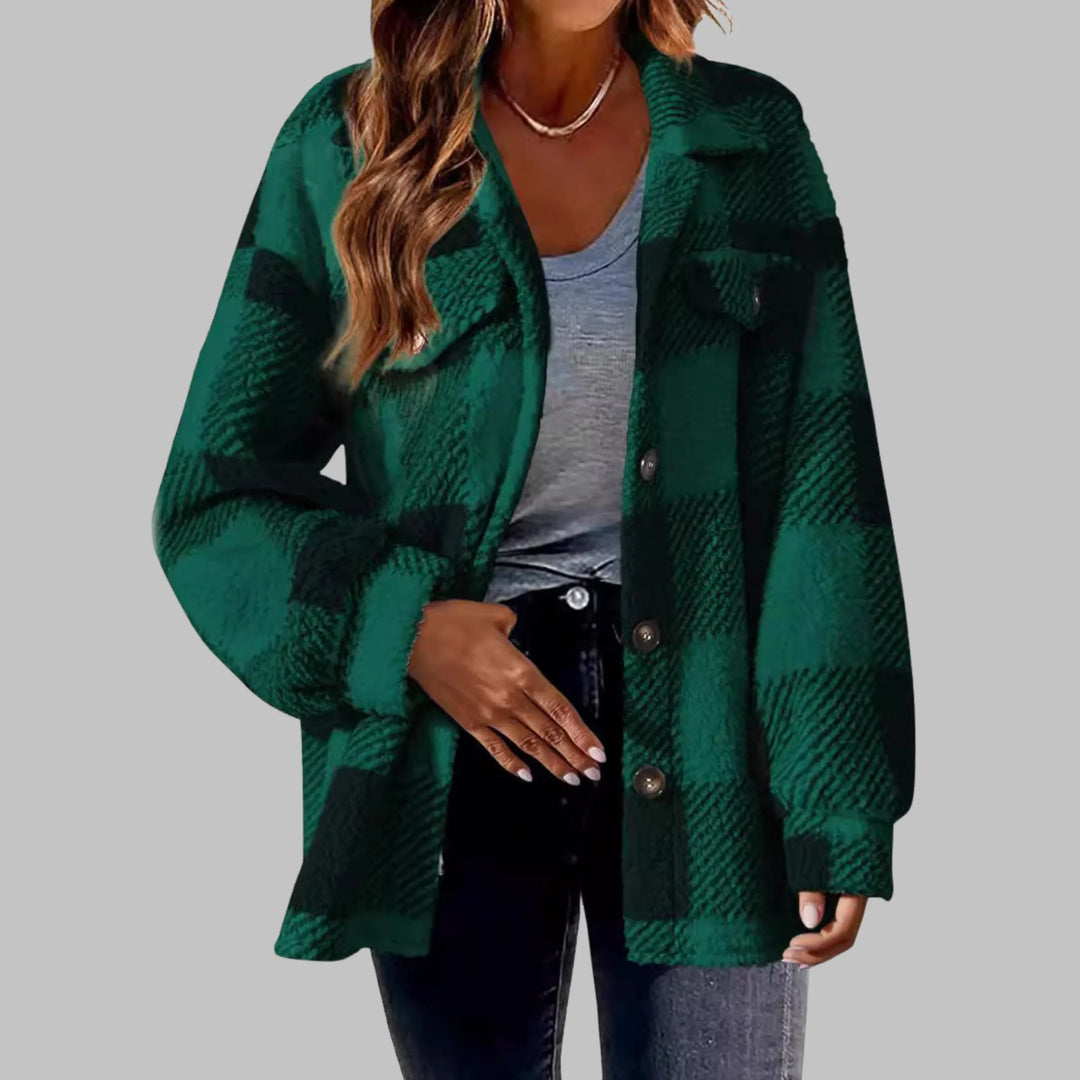 ERMI™ - Casual Plaid Button Down Long Sleeve Jacket - MABEL LONDON