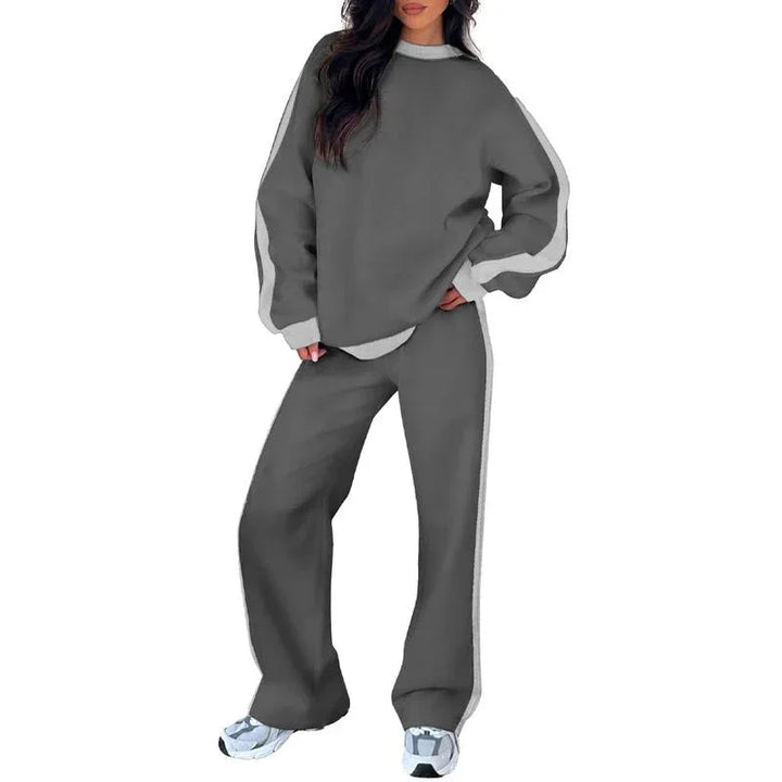 SANDI™ - Comfortable 2-Piece Lounge Set Sweatshirt & Straight Leg Pants - MABEL LONDON