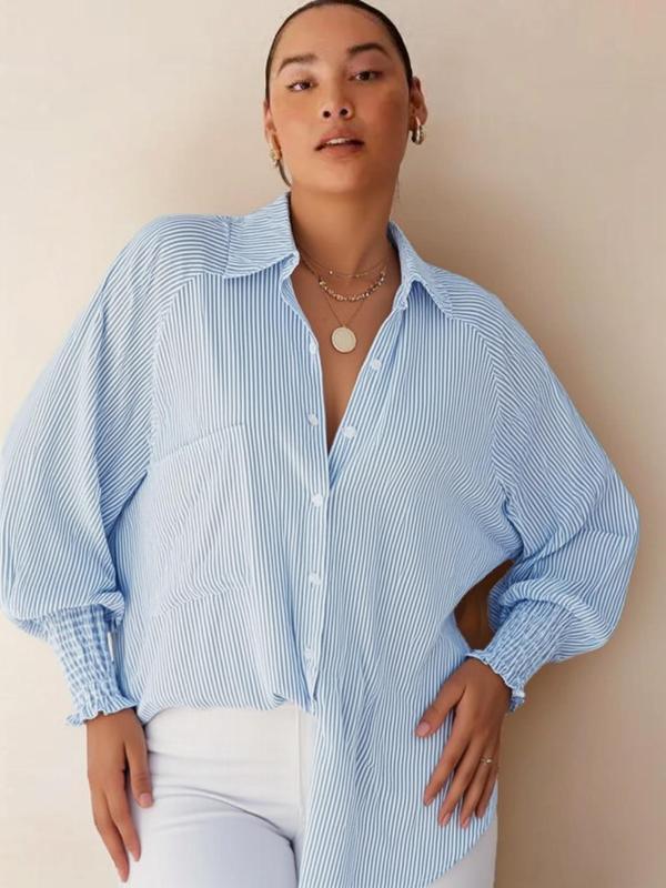 LIGAYA™ – Flowy Plus Size Casual Button-Up Top - MABEL LONDON