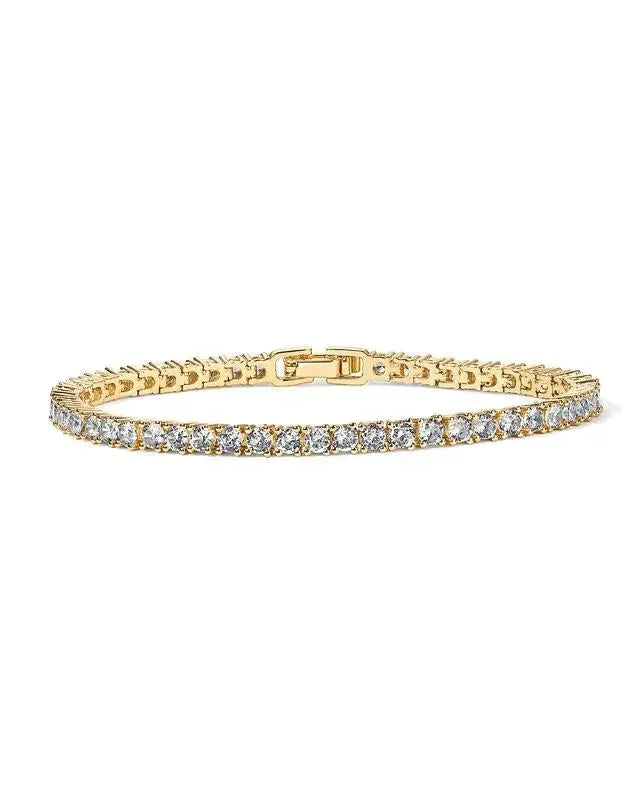 Golden Tennis Bracelet with Brilliant Crystals - MABEL LONDON