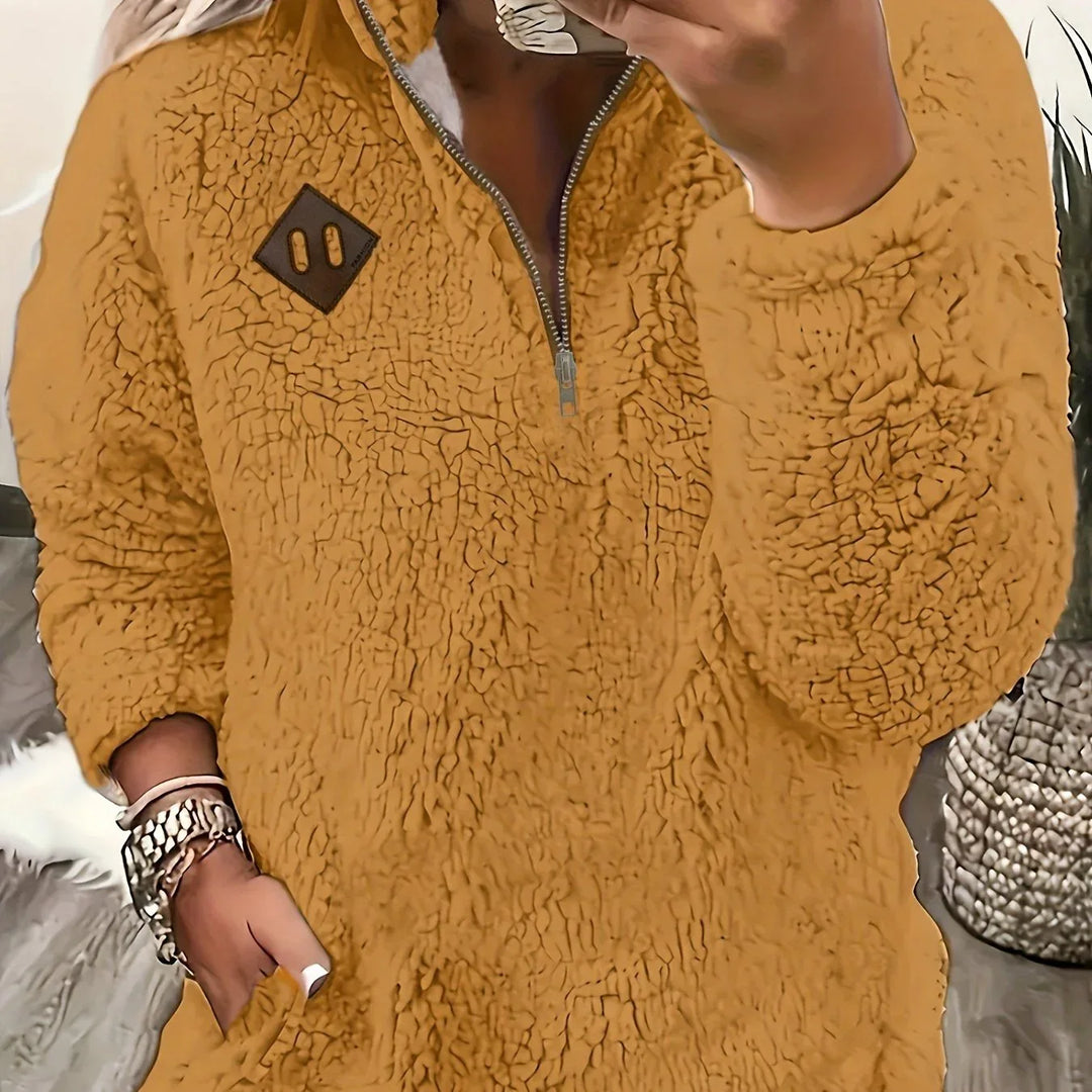 Ayla – Ultra-Soft High-Neck Fleece Pullover - MABEL LONDON