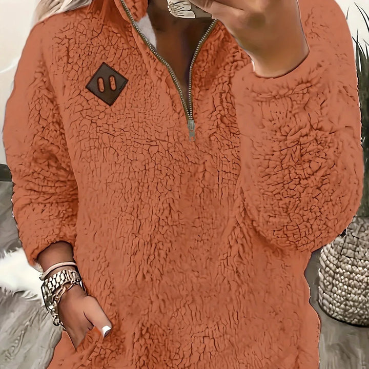 Ayla – Ultra-Soft High-Neck Fleece Pullover - MABEL LONDON