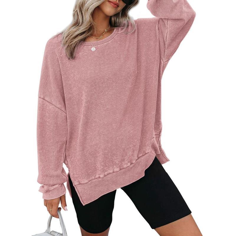 THALIENE™ - Casual Oversized Crewneck Long Sleeve Sweatshirt - MABEL LONDON