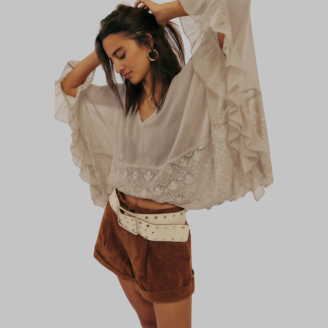 LEONA™ - Classy V-Neck Batwing Sleeve Cover-Up Top - MABEL LONDON