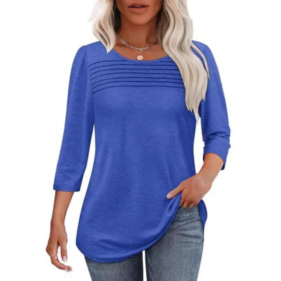 TESSARA™ – Casual Pleated Front Spring Top - MABEL LONDON
