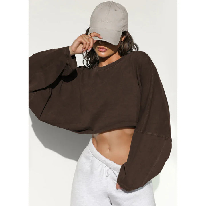 SKYE™ - Casual Cropped Pullover Sweatshirt - MABEL LONDON
