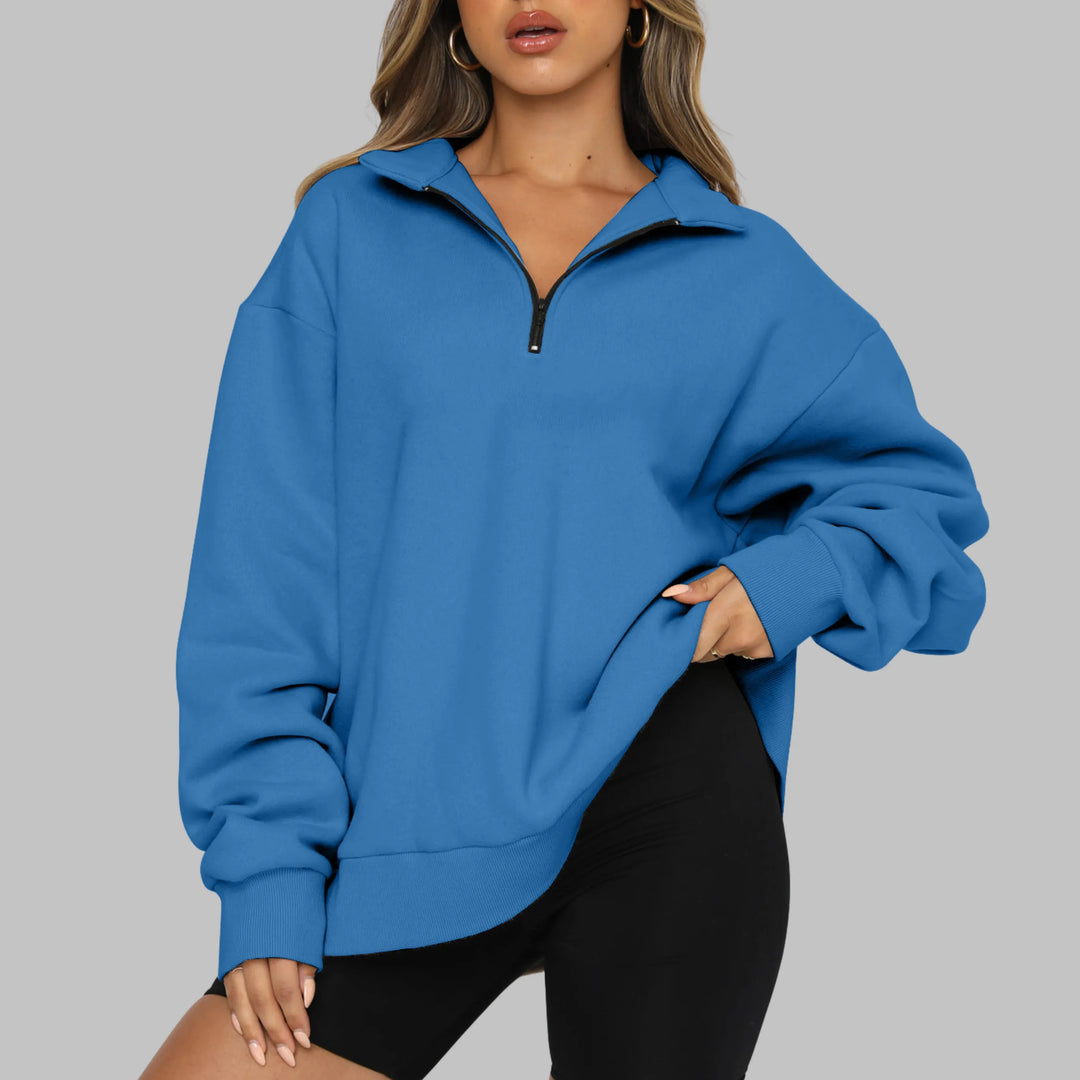 TENLEY™ - Casual Oversized Half Zip Long Sleeve Sweatshirt - MABEL LONDON