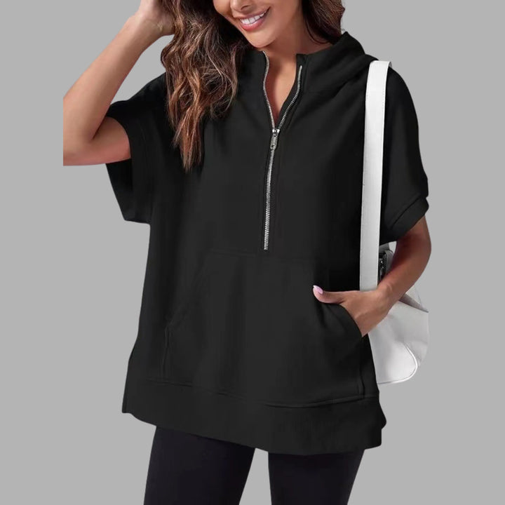 EMERLINDA™ – Relaxed Oversized Half-Zip Summer Hoodie - MABEL LONDON