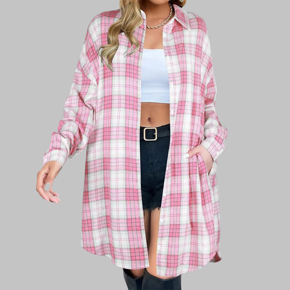 CINA™ - Classy Button Down Plaid Long-Sleeve Jacket - MABEL LONDON
