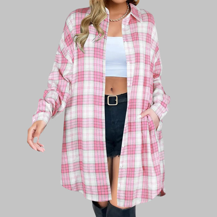 CINA™ - Classy Button Down Plaid Long-Sleeve Jacket - MABEL LONDON