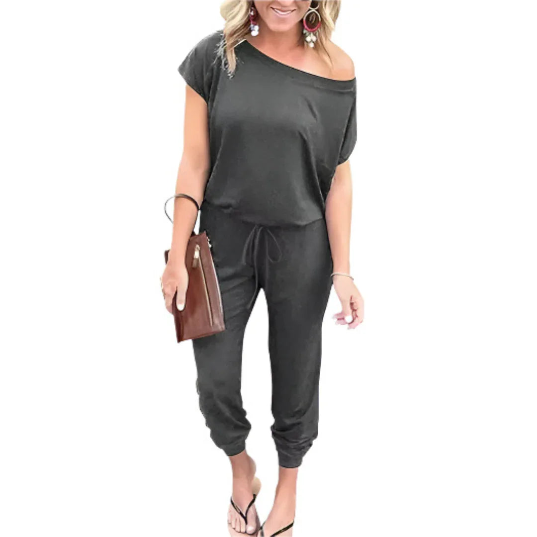 ADELFA™ – Effortless Off-Shoulder Summer Lounge Romper - MABEL LONDON