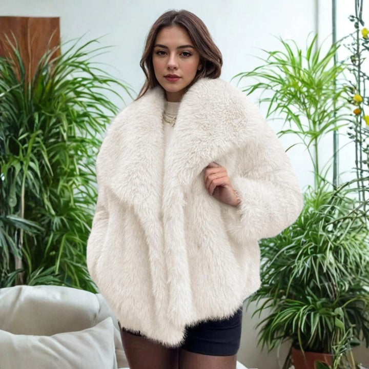 CORRINE™ - Classy Long Sleeve Collared Fuzzy Coat - MABEL LONDON