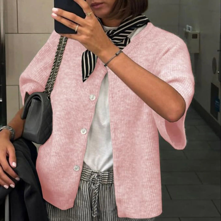 VISAIA™ – Lightweight Short Sleeve Button Down Cardigan - MABEL LONDON