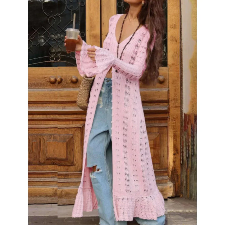 ADOWBI™ - Chic Flounce Sleeve Fitted Button Cardigan - MABEL LONDON