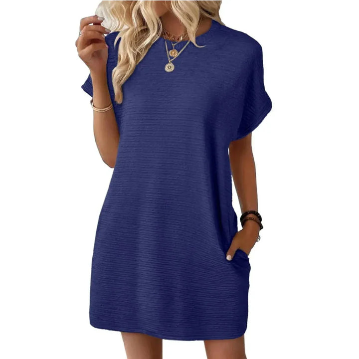 EVASHA™ – Casual Minimalist Round Neck Summer Dress - MABEL LONDON