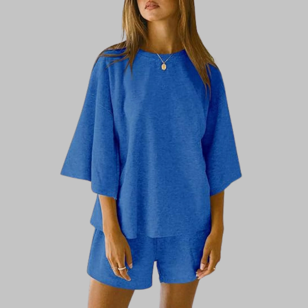 TIYA™ - Casual Top and Shorts Lounge Set - MABEL LONDON