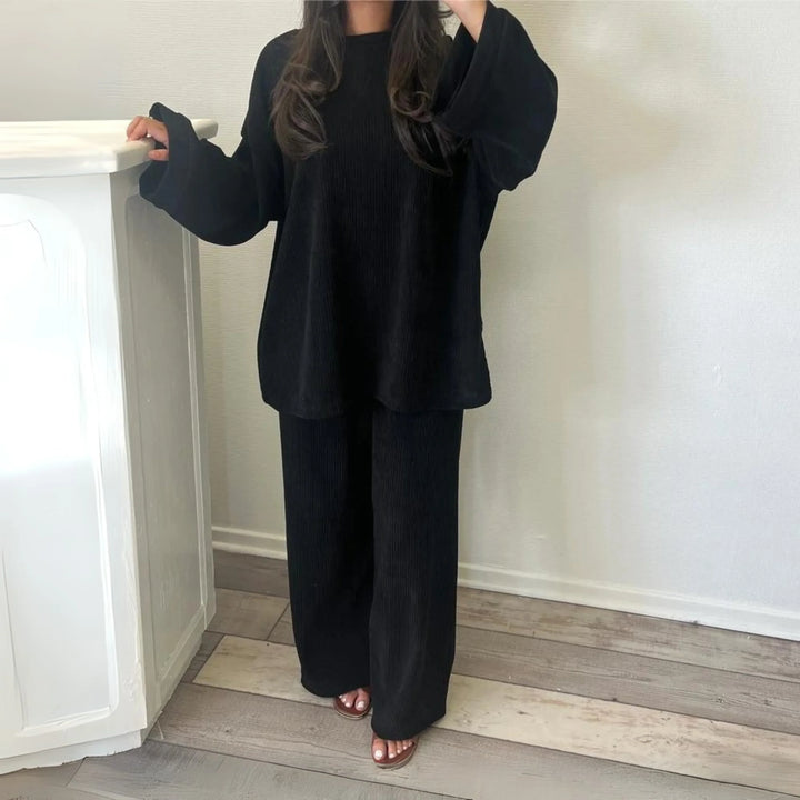 UNI™ - Casual Loose Top and Wide Leg Pants Set - MABEL LONDON