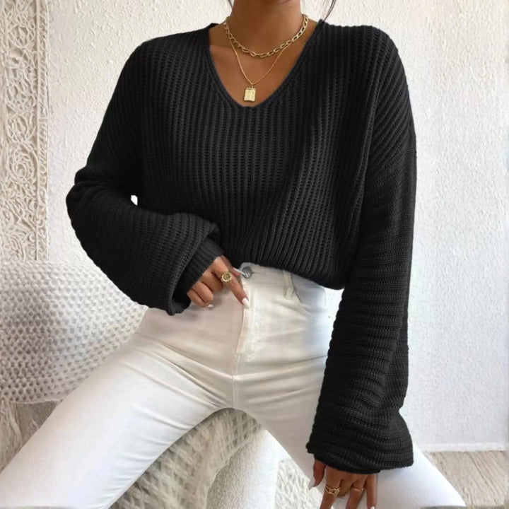 ALESI™ - Cozy Long Sleeve V-Neck Sweater - MABEL LONDON