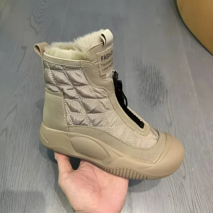 Maddie | White Qulted Boots - MABEL LONDON