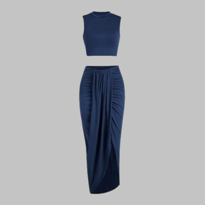MANUELA™ - Elegant Pleated Slit Long Skirt Set - MABEL LONDON