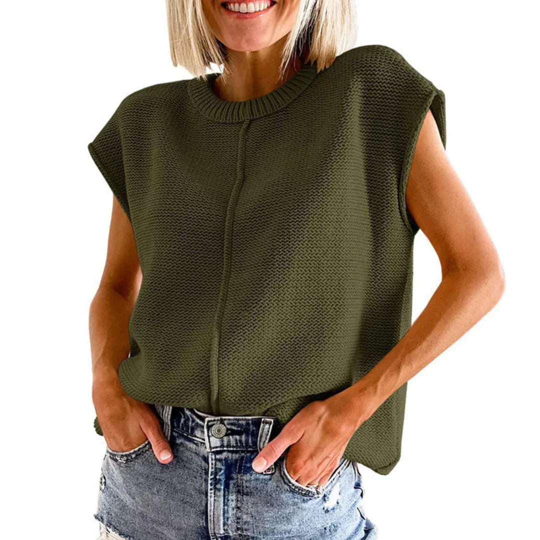 MAISIE™ - Casual Minimalist Crewneck Sleeveless Top - MABEL LONDON