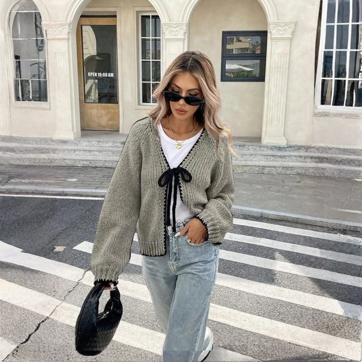 MORIAH™ - Comfy Front-Tie Long Sleeve Cardigan - MABEL LONDON