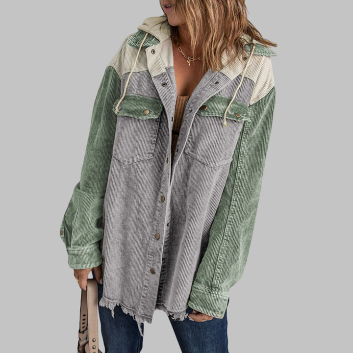 DABRINA™ - Classic Button Down Long Sleeve Hooded Jacket - MABEL LONDON