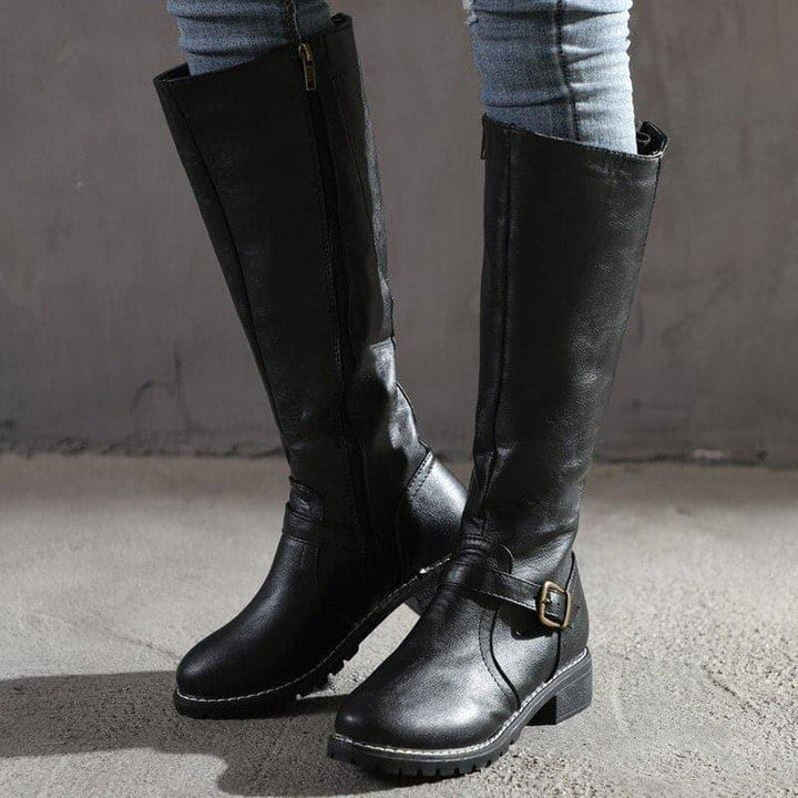 GEORGINA | CLASSIC BUCKLE KNEE-HIGH BOOTS FOR WOMEN - MABEL LONDON