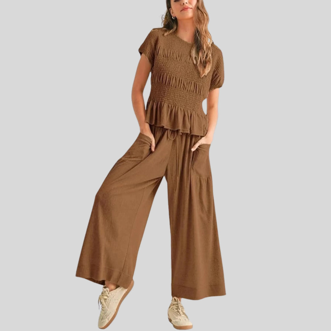 HEATH™ - Casual Top and Wide-Leg Pants Lounge Set - MABEL LONDON