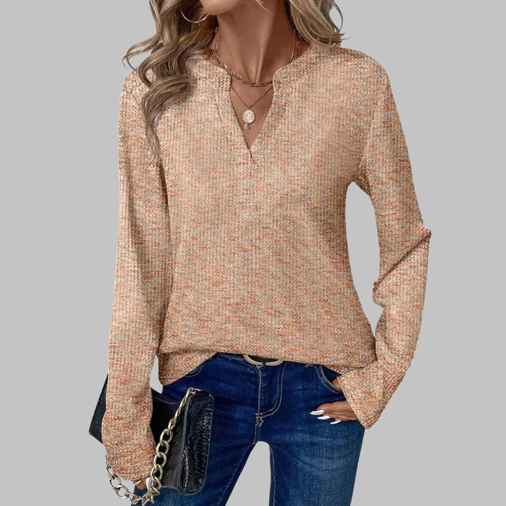 SHUKA™ - Cozy V-Neck Long Sleeve Blouse - MABEL LONDON
