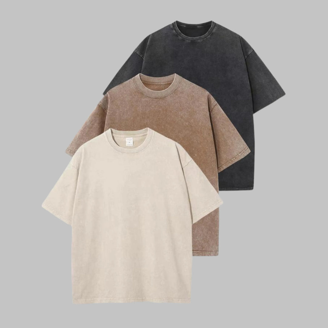 AFINA™ - Casual Oversized Wash Crew Neck Unisex Shirt - MABEL LONDON