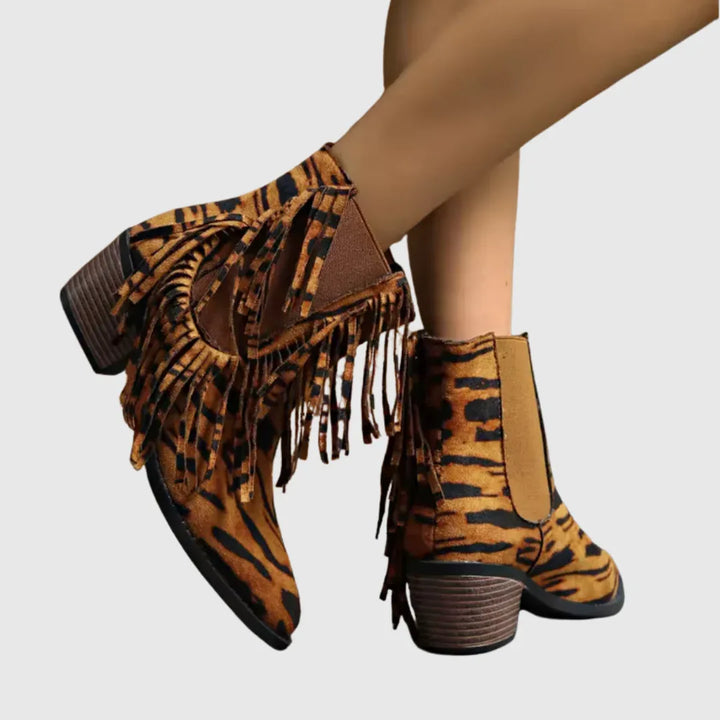 Olivine | Fringe Suede Ankle Boots - MABEL LONDON