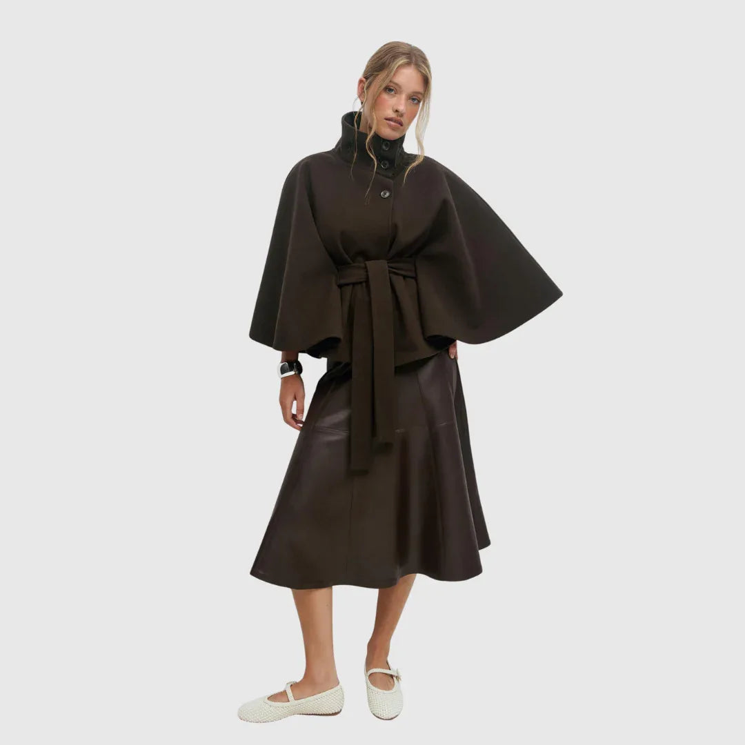 Rhoslyn | Belted Cape Jacket - MABEL LONDON