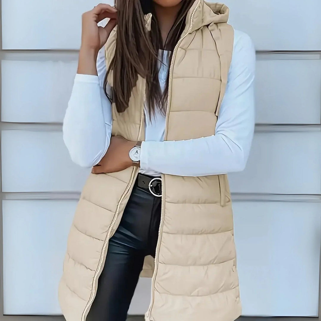 Maya | Sleeveless Hooded Puffer Vest - MABEL LONDON