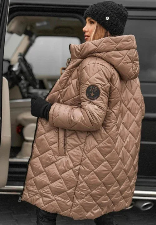 Linda | Elegant Quilted Down Jacket with Hood - MABEL LONDON