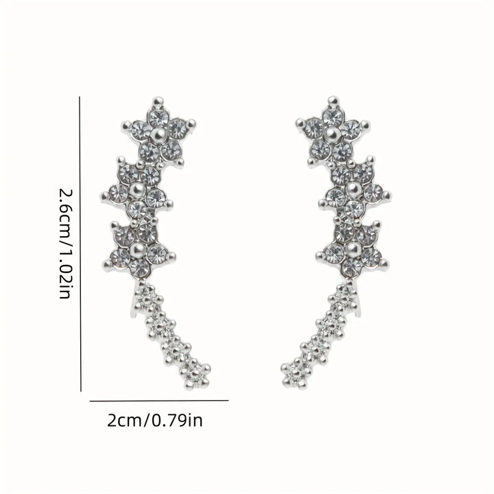 Floral Rhinestone Gold Earrings - MABEL LONDON