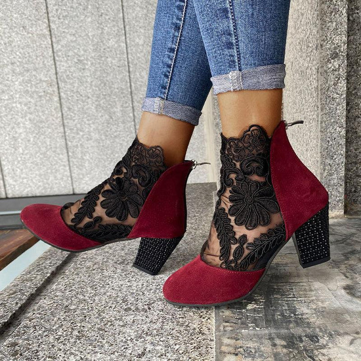 JOLIE™ - Chic Lace Heeled Boots - MABEL LONDON